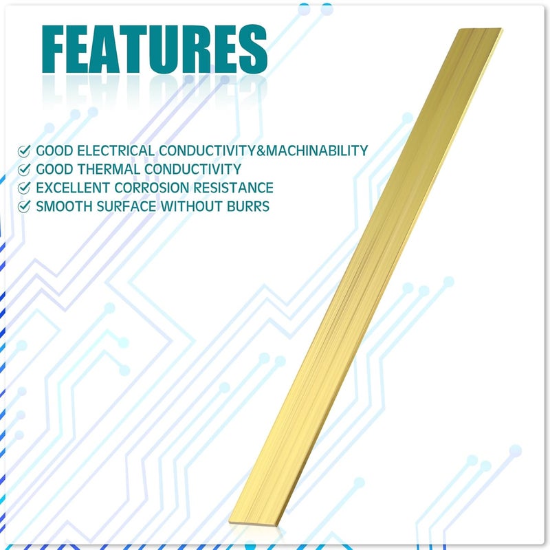 Yaocom 4 Pcs C360 Brass Flat Bar Stock 1/8" x 1" x 12" Rectangle Square Metal Solid Bars Stock Brass Plate for Knife Making, Craft Hobby - Image 3